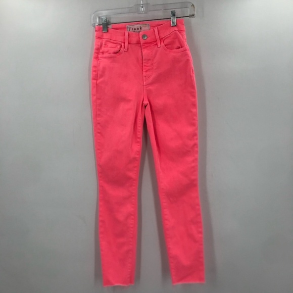 Frank & Eileen High Rise Skinny Jeans Neon Pink Size 24 - Picture 1 of 8